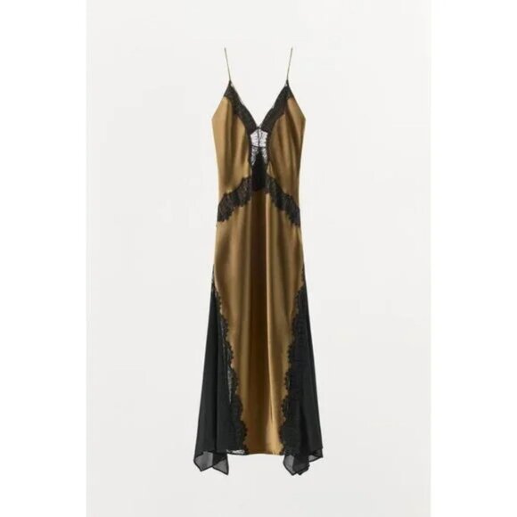 ZARA COMBINATION SATIN LACE DRESS - Picture 1 of 7